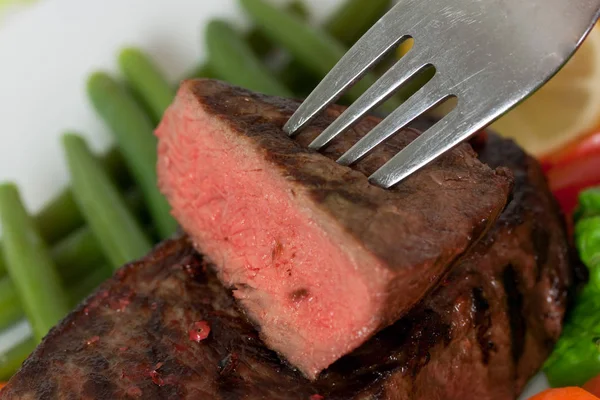 Bife Galo Carne Assada Com Pimenta Cenoura — Fotografia de Stock