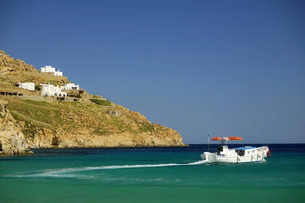 Grecia Paesaggio Marino Con Barca — Foto Stock