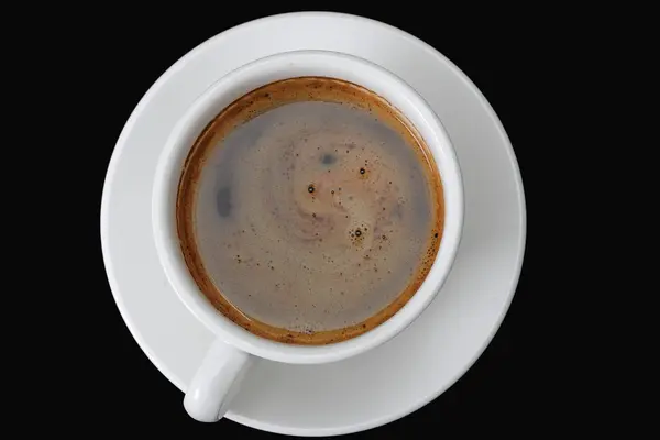 Bílý Šálek Kávou Izolované Černé — Stock fotografie