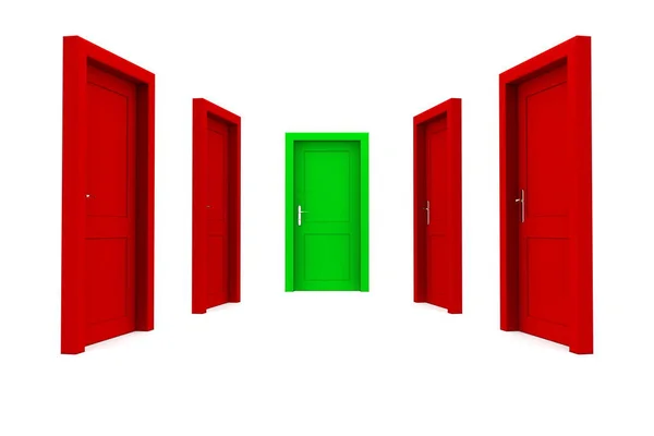 Choose Right Door Red Green — Stock Photo, Image