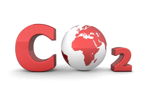 Küresel Karbon Dioksit Karbondioksit Parlak Kırmızı — Stok fotoğraf