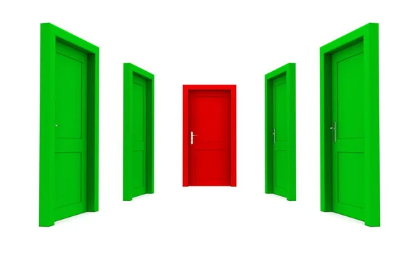 Escolha Porta Direita Verde Vermelho — Fotografia de Stock