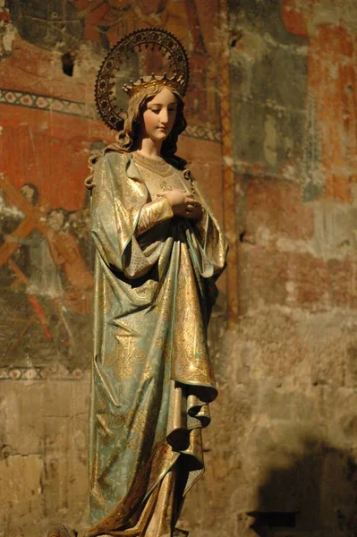 Estátua Virgem Mary Catedral Tarragona Nikon D70 Iso 1600 50Mm — Fotografia de Stock