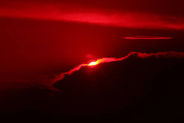 Coucher Soleil Rouge Dans Ciel — Photo