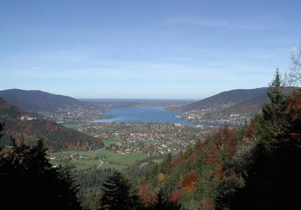 Bavaria Bavário Superior Tegernsee Vista Panorâmica Panorama Alpes Lago Montanha — Fotografia de Stock