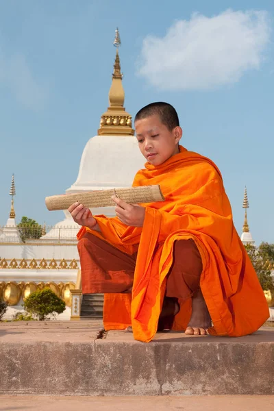Βουδιστής Μοναχός Στο Λάος — Φωτογραφία Αρχείου