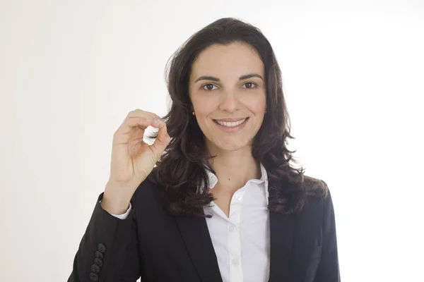 Woman Shows Number Zero — Stock Photo, Image