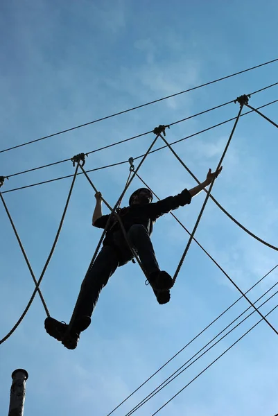 Rope Bridge 경험있는 Team Training Rope Garden Tobelropes Martinshaus Kleintobel — 스톡 사진