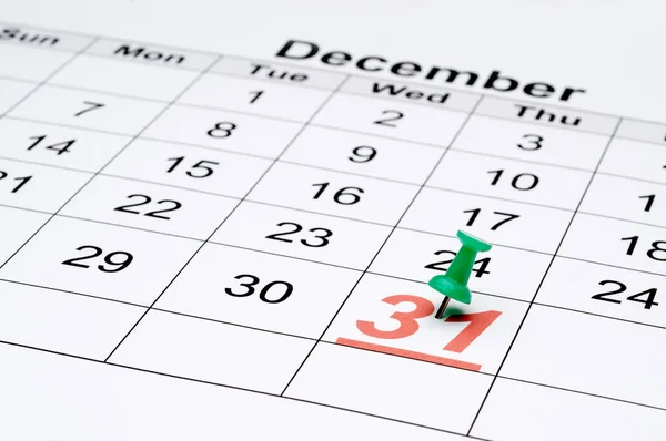 Horizontální Obrázek Kalendáře Novým Rokem Den Označen Zeleným Směrem — Stock fotografie