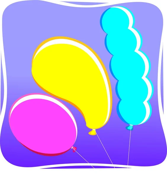 Illustration Von Drei Bunten Luftballons — Stockfoto