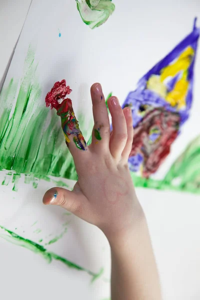Niño Pintura Con Dedo —  Fotos de Stock