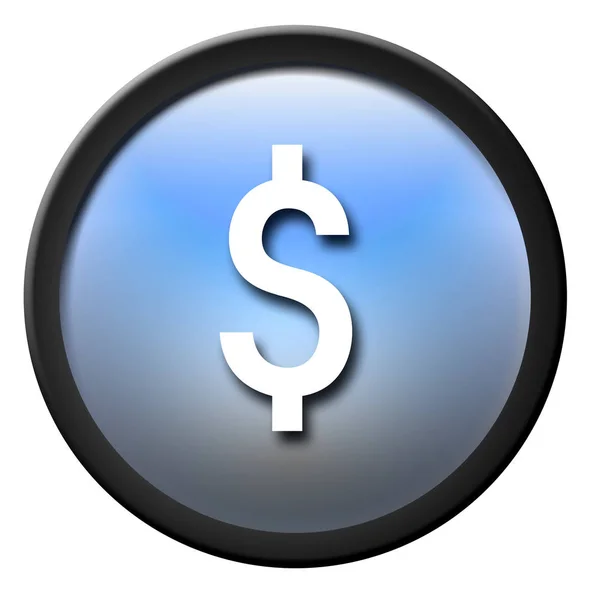 Bottone Blu Con Simbolo Dollaro — Foto Stock