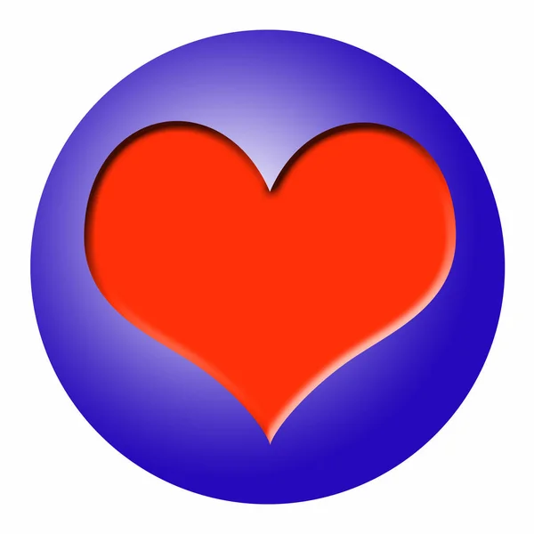 Μπλε Κουμπί Λευκή Καρδιά — Φωτογραφία Αρχείου