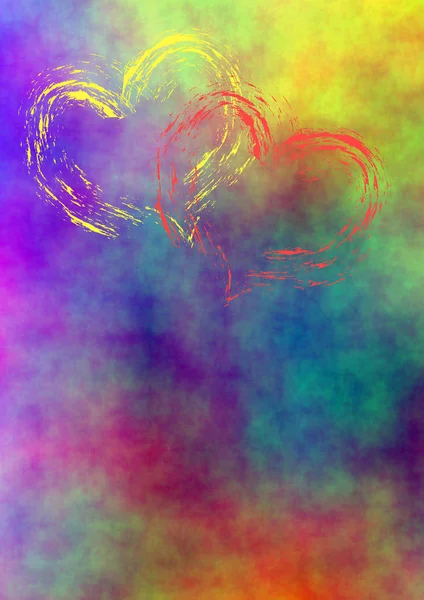 Watercolor Background Hearts — Stock Photo, Image