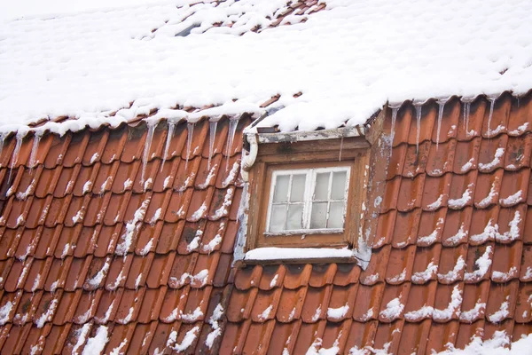 Red Roof Snow — Stock Photo, Image