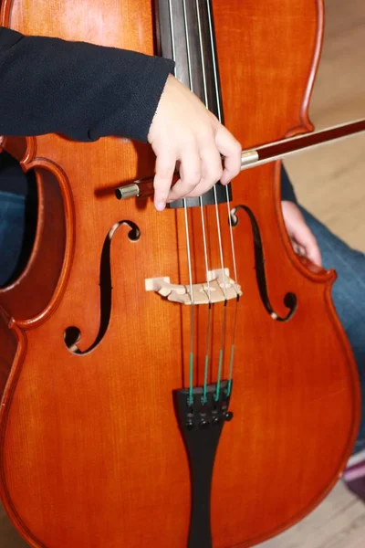 提着小提琴的女手的特写 — 图库照片
