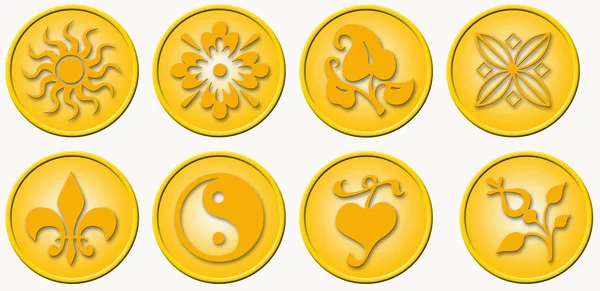 Sembollü Altın Düğmeler Grafik Illüstrasyon — Stok fotoğraf
