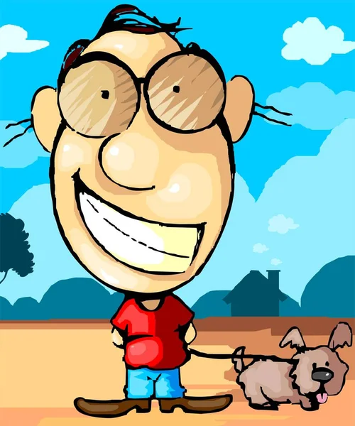 Cartoon Illustratie Van Een Schattige Hond Met Een Groot Stuk — Stockfoto