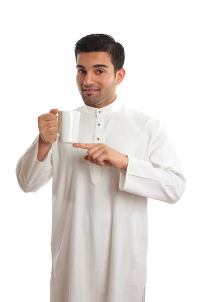 Arab Etnikai Férfi Bemutató Kávé — Stock Fotó