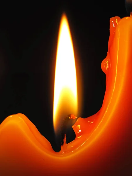 Hořící Svíčka Tmě — Stock fotografie