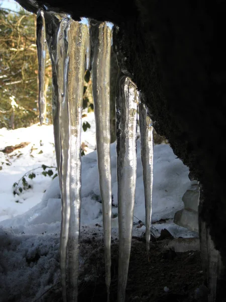 Icicles Entrada Caverna — Fotografia de Stock