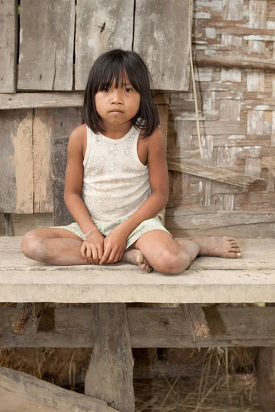 Retrato Niña Laosiana Pobreza —  Fotos de Stock