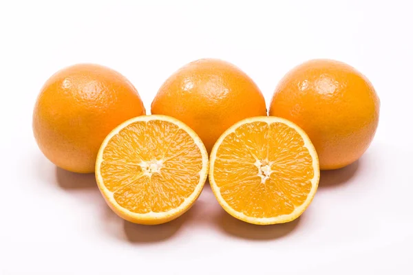 Frische Orange Isoliert Auf Weißem Hintergrund — Stockfoto