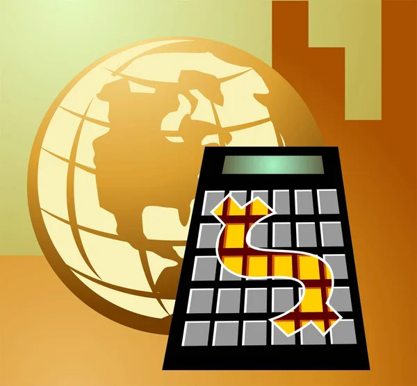 Illustration Calculator Globe — Stock Photo, Image