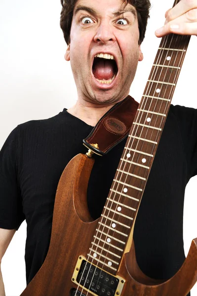 Portrait Young Man Guitar — Stock Photo, Image