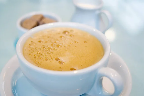 Taza Café Con Malvaviscos Mesa Madera — Foto de Stock