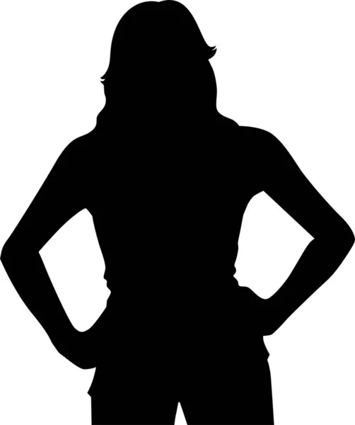 Silhouette Einer Frau Schwarzen Kleid — Stockfoto