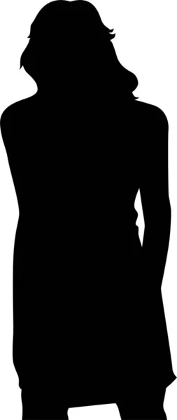 Silhouette Une Femme Robe Noire — Photo