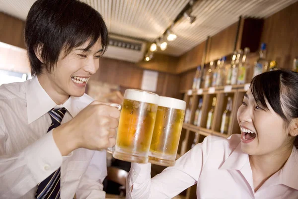 Les Employés Bureau Aiment Boire Une Bière — Photo