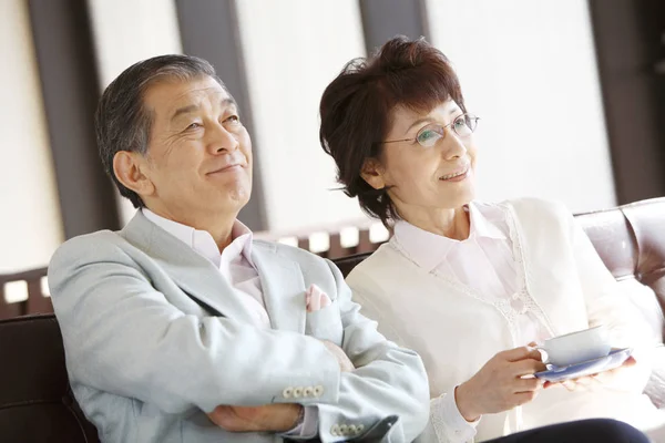 Japanese Senior Couple Smiling — Stock Photo, Image