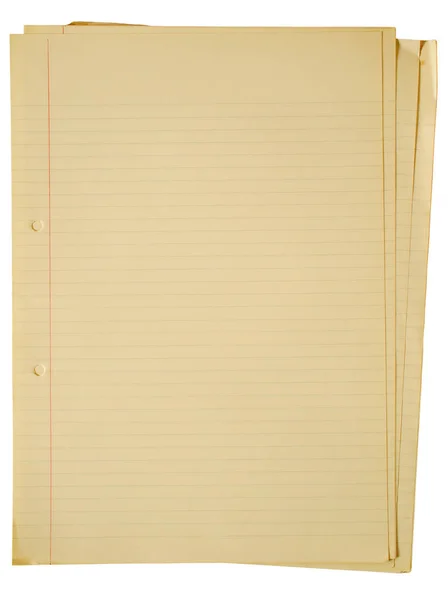 Stare Żółknące Słabo Wyłożone Arkusze Papieru Odizolowane Białym Tle — Zdjęcie stockowe