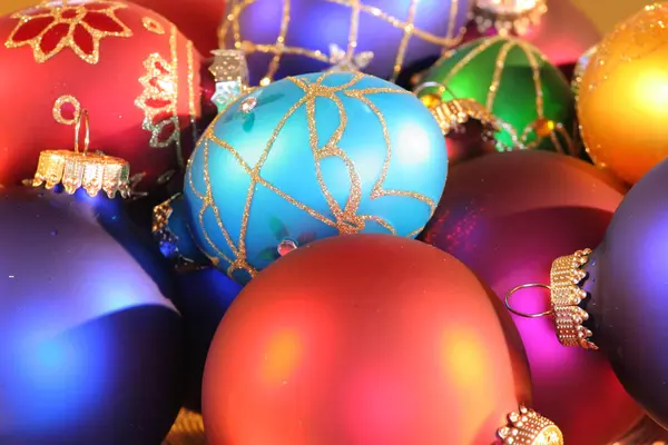 Gran Surtido Hermosos Adornos Coloridos Navidad — Foto de Stock