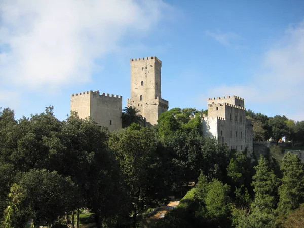 Κάστρο Erice Sicily Ταξίδια Και Αρχιτεκτονική Έννοια — Φωτογραφία Αρχείου