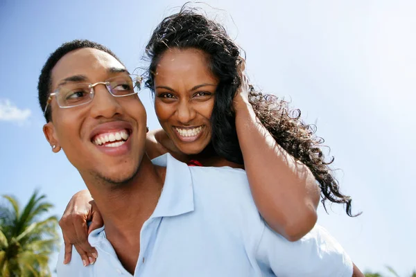 Portrait Mixed Race Couple Smiling — Stok Foto