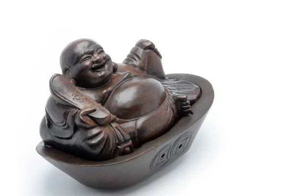 Incense Shaped Wooden Buddha White Background — Stock Photo, Image