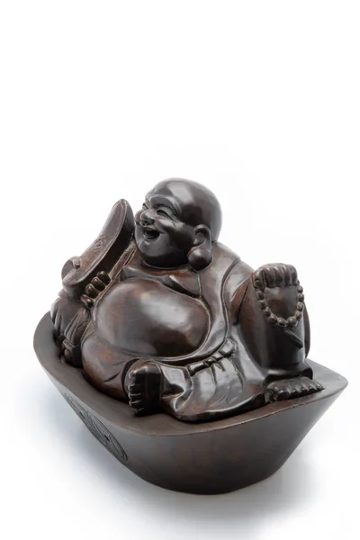 Dřevěný Buddha Tvaru Kadidla Bílém Pozadí — Stock fotografie
