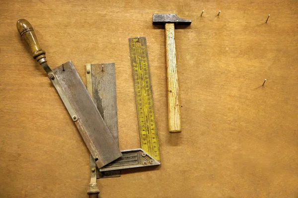 Bracket Precision Saw Carpenter Hammer — Stock Photo, Image