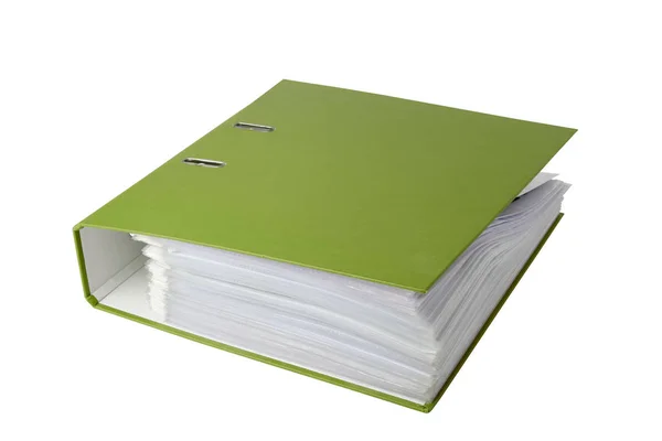 Plastic Sleeves Thick Green Binder White Background — Stock Photo, Image