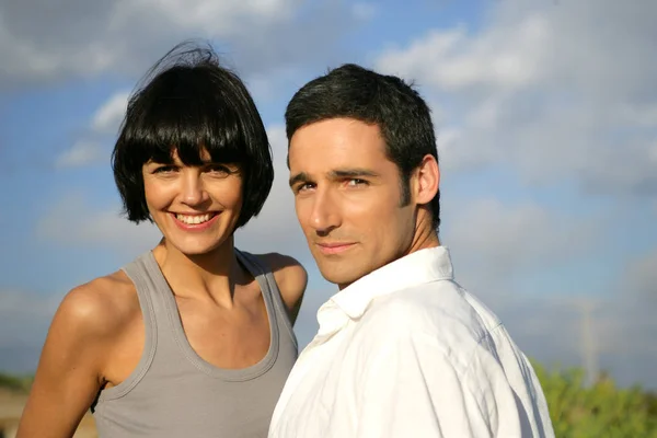 Portrait Couple Smiling Face — Fotografia de Stock