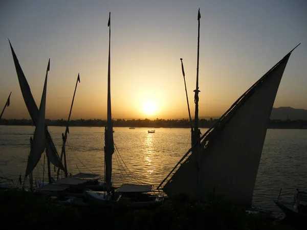 Egypt Luxor Sunset Nile — Stock Photo, Image