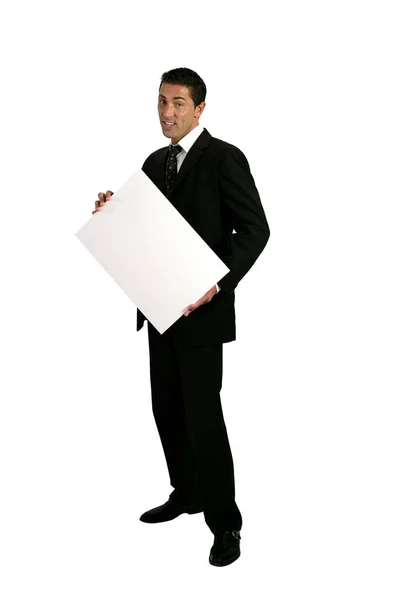 Mann Anzug Mit Der Anzeigetafel — Stockfoto