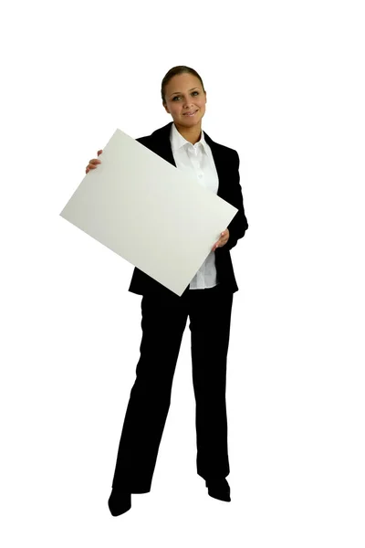 Woman Business Suit Message Board — Stock Photo, Image