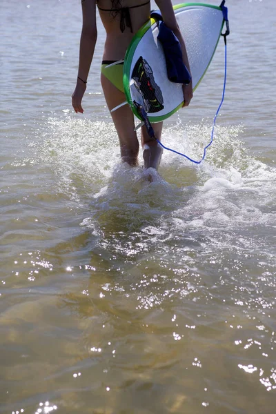 Woman Sea Surfboard — Stock Photo, Image