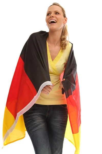 Wanita Dengan Bendera Germany — Stok Foto