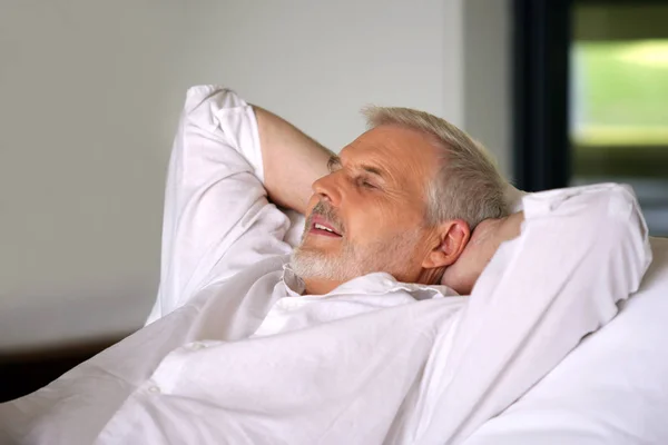 Elderly Man Lolling Sofa — Stock Photo, Image