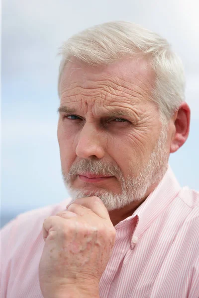 Portrait Thoughtful Senior Man — Stock Photo, Image